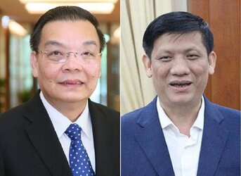 Bộ trưởng Bộ Y tế Nguyễn Thanh Long (phải) và Chủ tịch UBND TP Hà Nội Chu Ngọc Anh (trái).jpg